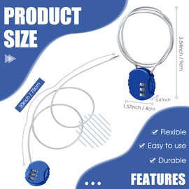 6 Pieces Cable Locks Combination Locks Cable Luggage Locks 3 Digit Thin Combo Padlock Waterproof Travel Padlock for Travel Gym Bike Backpack Cabinet 30 Inch, 5.31 Inch Wire Rope