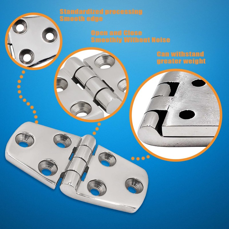 316 Stainless Steel Hinges Marine Grade 4 Pcs 3" x