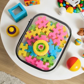 YQBRAO Clear Hard Shell Zipper Case 3 Pack, Hard Plastic Bag, Clear Travel Toiletry Pouch,Portable Cosmetic Bag with Zipper,Toy Storage Bins, Pencil Storage Organizer, Office Supplies Storage Case