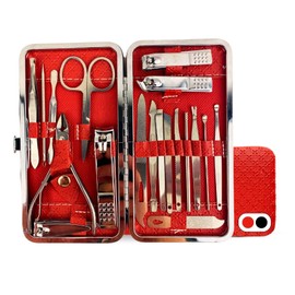 Manicure set, 19 in 1 professional manicure kit, nail clippers for hands and feet, toenails, manicure tools, pedicure tools, suitable for travel and home manicure kit. ideal for women and men, Red