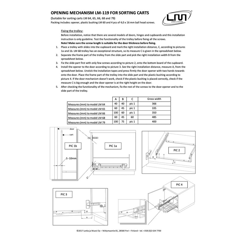 LM 119 Trash Can Pull-Out Cabinet Opener