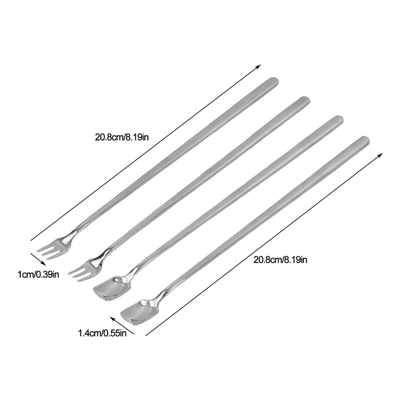4Pcs 304 Stainless Steel Coffee Spoon Long Handle Coffee Spoon