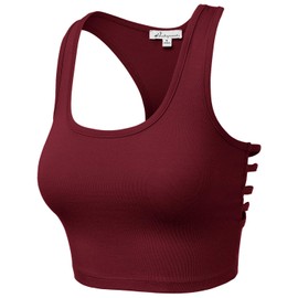 HATOPANTS Sleeveless Racerback Crop Tank Top Camisole Backless Scoop Neck Shirts DKBUR S