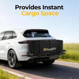 BougeRV Hitch Cargo Carrier Bag with Lock Waterproof Soft Shell 20 Cubic Feet (59" 24" 24") Cargo Bag for Hitch Carrier Include 8 Reinforced Straps for Truck Pickup RV All SUV with Hitch Cargo Basket