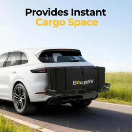 BougeRV Hitch Cargo Carrier Bag with Lock Waterproof Soft Shell 20 Cubic Feet (59" 24" 24") Cargo Bag for Hitch Carrier Include 8 Reinforced Straps for Truck Pickup RV All SUV with Hitch Cargo Basket