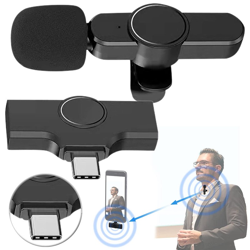 Callstel Funk-Mikrofon: 2er-Set Mini-Funkmikrofone für USB-C-Geräte, 2,4 GHz, 10 m