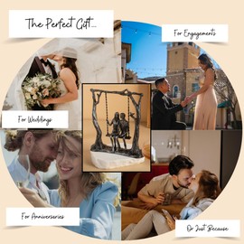 SENNESY 6th Anniversary Iron Sculpture Gift – Romantic Couple Statue for Her, Handcrafted Black Metal Decor – Wedding, Valentine’s, Birthday Keepsake