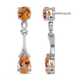 TJC Drop Dangle Earrings with Citrine for Women with Push Back in 925 Sterling Silver Prongs Setting for Girlfriend Wife Mother Metal Wt. 2.03 Grams