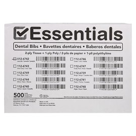 Essentials Patient Bibs – 2-Ply Tissue/Poly, 13” x 18”, 500/Case, Lavender, Disposable with Reinforced Edge & Horizontal Embossed Texture – Fluid-Resistant Medical & Dental Bibs for Adults