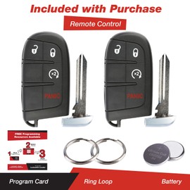 KeylessOption Keyless Entry Remote Car Smart Key Fob Starter for Dodge Journey Durango M3N-40821302 (Pack of 2)