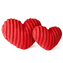 AELS Heart Shaped Pillow, Set of 2, Heart Decorative Throw Pillows, Faux Fur Love Pillows Cute Pillow 20 & 16 Inches, Valentines Day Decorations, Wedding Decor, Living Room Bedroom Nursery Decor, Red