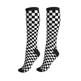 Mshutbna - Calcetines de compresión a cuadros en blanco y negro para mujeres y hombres, atléticos, correr, trabajo, senderismo, ciclismo, viajes