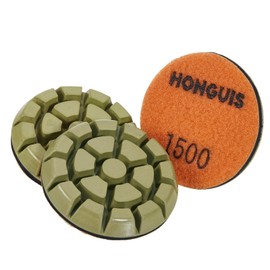 HONGUIS 3 inch *10mm Diamond Pads for Polishing,Grit 1500 Set of 3,Resin Bond Pad,for Concrete Cement Rerrazzo Marble Granite Floor,Grit 1500