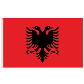 Lixure Albania Flag 150 x 240 cm Albanian Flag Polyester Digital Print Vivid Colour Fade Resistant Double Stitched with Brass Eyelets for Garden Indoor Outdoor Use
