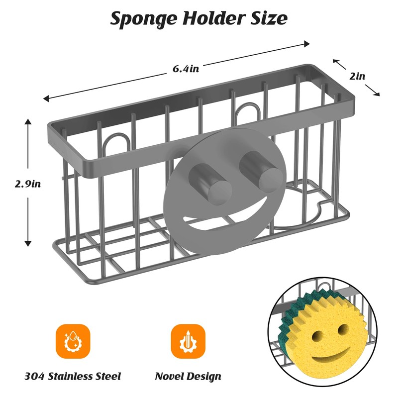 MURLONG Sponge Holder Smiley Face,Sink Caddy for Kitchen Sink,Sponge Holder