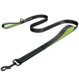 LIEVUIKEN Dog Leash 6.5ft Long, Double Handle Dog Leash for Safety Control Training, Heavy Duty Dog Leads with Traffic Padded Handles, Reflective Leash for Small Medium Large Dogs(6.5ft, Black Green)