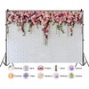 7X5ft Fabric White Brick Wall with Flowers Backdrop Wedding Bridal