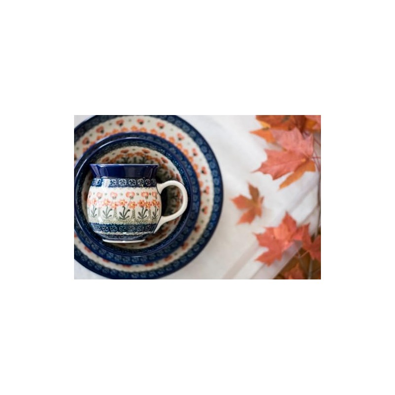 Blue Rose Polish Pottery Peach Posy Bubble Mug