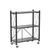 DEANIC 3 Tier Foldable Storage Shelves with Wheels, Kitchen Appliance