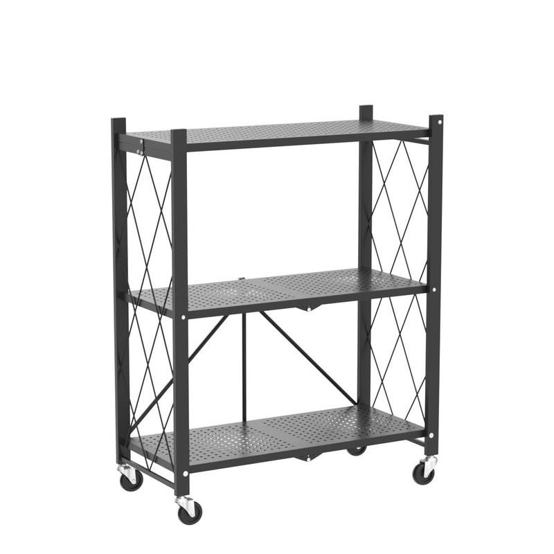 DEANIC 3 Tier Foldable Storage Shelves with Wheels, Kitchen Appliance