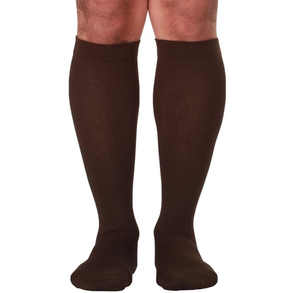 Compression Socks Men 20-30mmHg for Circulation Varicose Veins Arthritis Post Surgery Diabetic - Compression Knee Hi Hose for Men - Made in USA by Absolute Support - Brown, Small