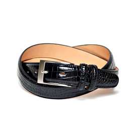 COXSWAIN CW20203-19 Men's Genuine Leather Belt, Black, Crocodile Pattern, 1.2 inches (30 mm) Wide, Made in Japan
