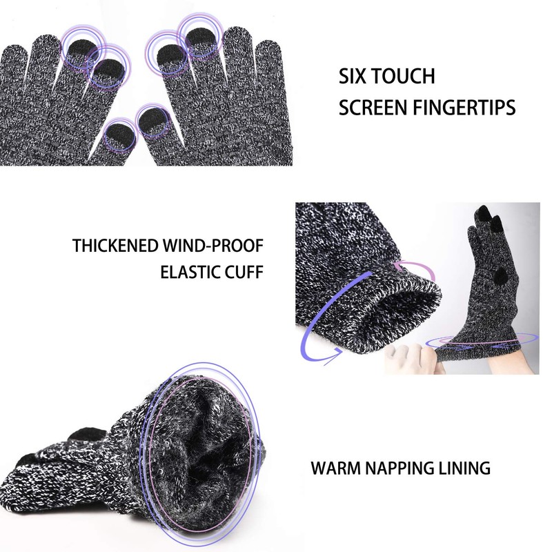 TRENDOUX Unisex Touchscreen Winter Gloves - Elastic Cuff, Thermal Lining,