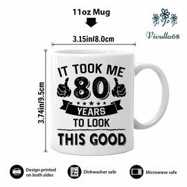 Vivulla68 80th Birthday Mug 80th Birthday, 80 Year Old Birthday Gifts For Men, 80th Birthday Gifts For Dad 80 Year Old Birthday Gifts For Women, 1942 Birthday Gifts For Women