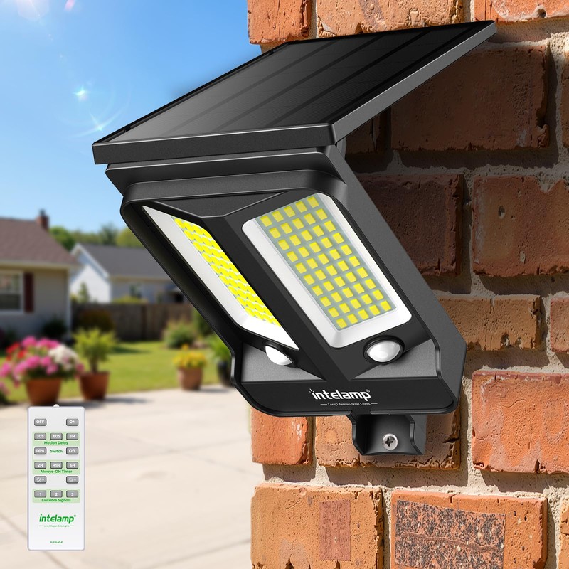 intelamp Solar Flood Lights Outdoor Motion Sensor Waterproof 1200LM