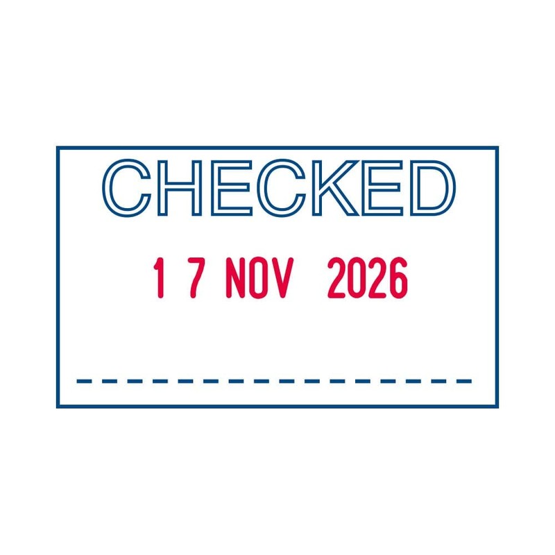 Trodat Printy 4750 Dater Stamp with English Phrase CHECKED -