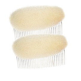 2PCS Beige Charming Sponge Bump It Up Volume Hair Base Inserts Bun Maker Do Beehive Hair Styler Insert Hair Pads Hair Comb Hair Bump Styling Insert Tool Hair Extensions Accessories