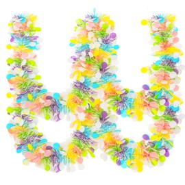 Gloreyan 33FT Easter Tinsel Garland Colorful Easter Egg Metallic Twist Tinsel Garland with Confetti Spring Hanging Tinsel Garland Decoartion for Easter Tree Stair Mantle Party Supplies