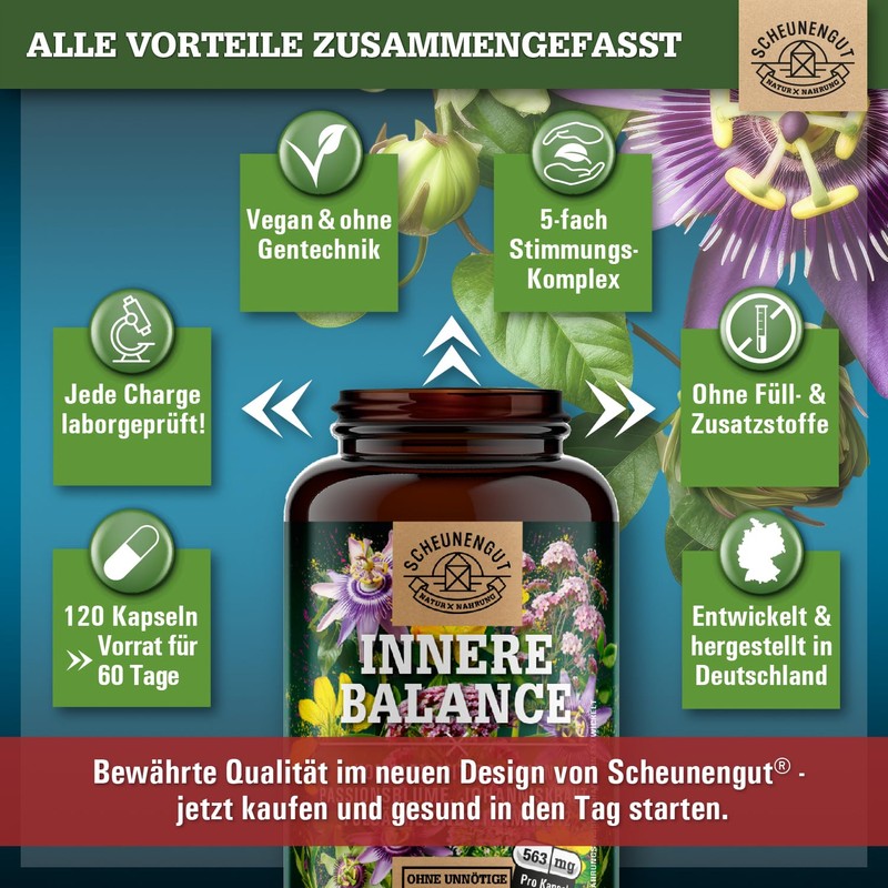 Inner Balance® St. John's Wort Valerian Passion Flower Capsules High