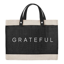 Santa Barbara Design Studio Hold Everything Collection - Jute Mini Market Tote with Waterproof Liner, Grateful
