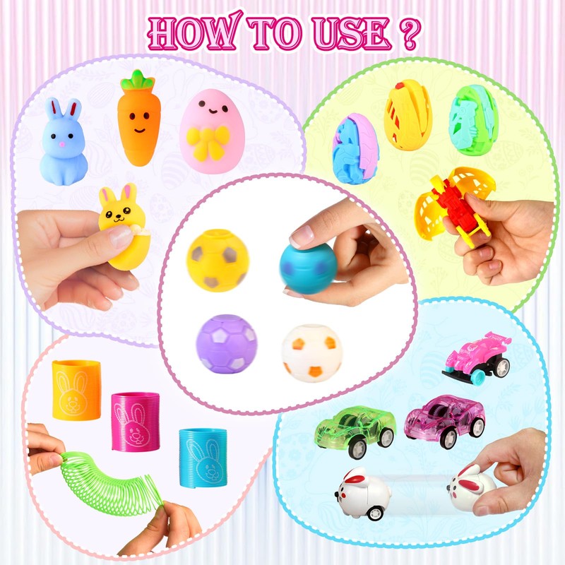 300pcs Bulk Prefilled Easter Eggs with Toys, Filled Easter Eggs