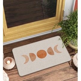 MIXDING Boho Abstract Sun Moon Phase Modern Entrance Door Mat 17x30 Inch Doormats Decor, Bohemia Home Front Door Porch Outdoor Indoor Decorations
