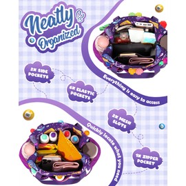 FOKDUVB Bingo Bag with Pockets for Daubers Dabbers Dobbers Dotters Casino Bingo Game Accessories for Adults Seniors Purple