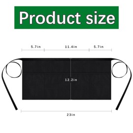ARKBAODAN 10pcs Server aprons with 3 pockets - Reinforced tailor edge restaurant apron，black waitress apron (10 PCS)