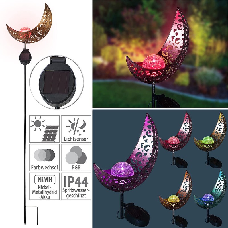Lunartec Garden Decoration Solar: Solar Moon Light with RGB LEDs
