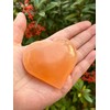 GAF TREASURES Orange Selenite Gemstone Hearts, Polished Orange Selenite Puffy