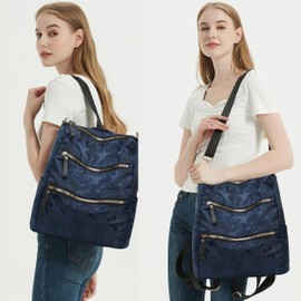 AO ALI VICTORY Women Nylon Backpack Purse Convertible Handbags and Shoulder Bag College Bookbags Anti Theft Travel Purses Casual Daypack (B-Blue)