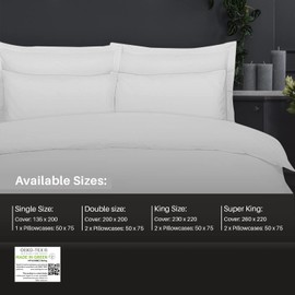 Indus Textiles 100% Egyptian Cotton Duvet Cover Sets 200 Thread White-Single
