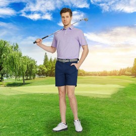M MAELREG Golf Shirts for Men Dry Fit Short Sleeve Casual Collared Pocket Moisture Wicking Men's Polo Shirts Lavender