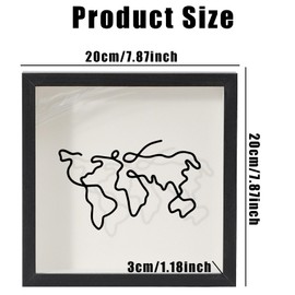 Qwrqwr Adventure Archive Box Travel Memory Box Display for Collecting Movie Sporting and Various Types of Memory Tickets Wooden Frame Creative Keepsake Container with World Map Design (black)