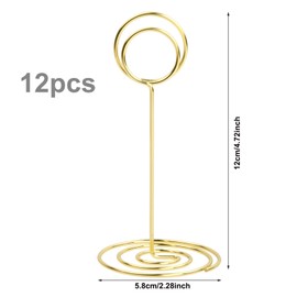 Naseom Pack of 12 Metal Place Card Holders, Height Photo Holder, Card Holder, 120 mm Card Holder, Wedding Photo Holder, Heart-Shaped Table Number Holder, Metal Menu Card Holder for Wedding, Birthday