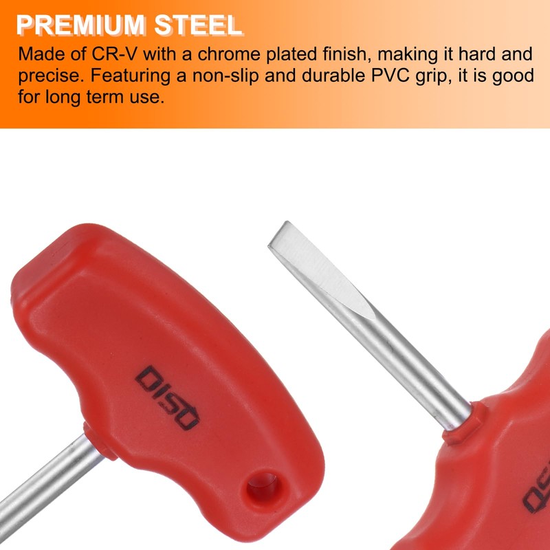 sourcing map 2pcs SL6 T-Handle Tip Slotted Screwdriver Magnetic Flat
