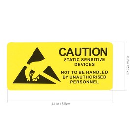 Pack of 450 Antistatic Warning Stickers, 55 x 25 mm Stickers for Static Sensitive Devices, Warning Sign Stickers for School and Office Buildings (Yellow)
