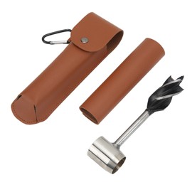 Hand Auger Wrench Set Stainless Steel Multifunctional Portable Manual Wood Auger Drill Bit with Storage Bag Brown PU Leather Bag and Holster