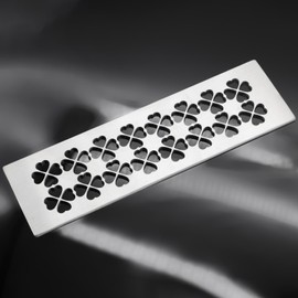 OKQX Shower Niche Shelf - 304 Stainless Steel Brushed Silver Bathroom Shelf with Lucky Clover Pattern Design, Fits 5/32" Grout Lines (11.81" L x 3.44" W)