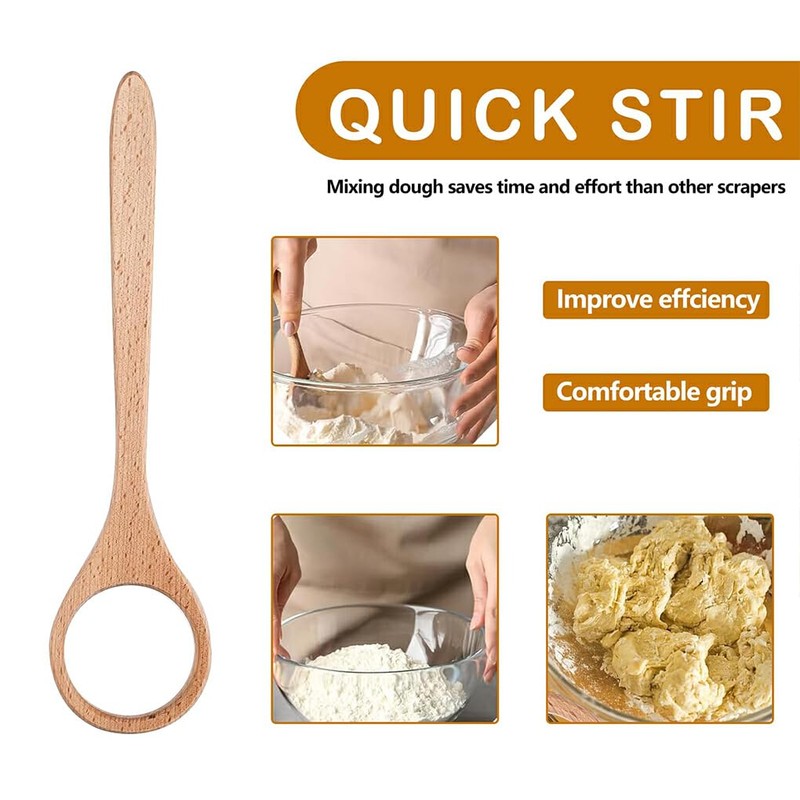 Wooden Danish Doughs Whisk for Home and Bakery Bread Baking
